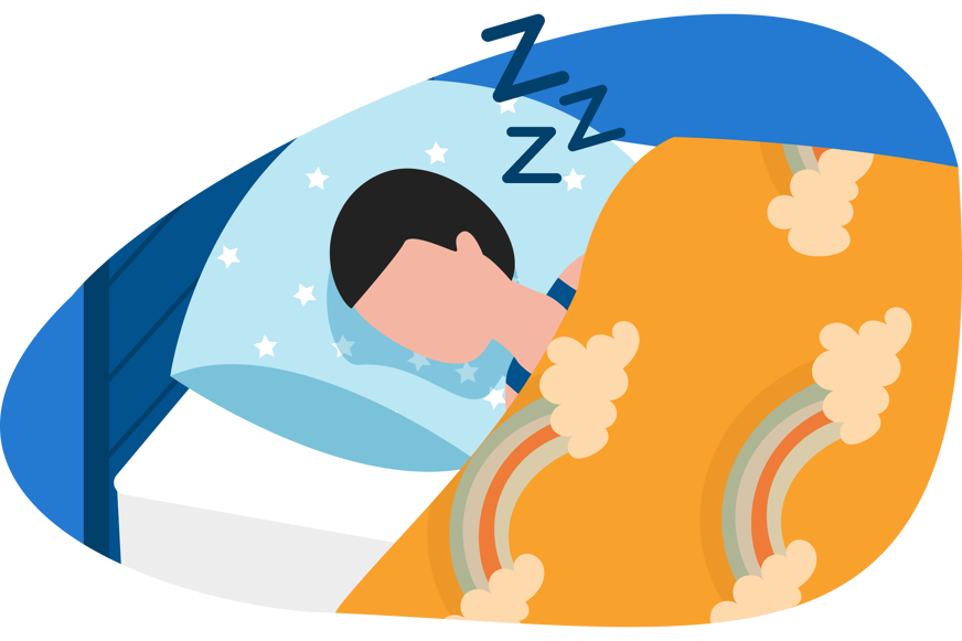 Criança a dormir na cama